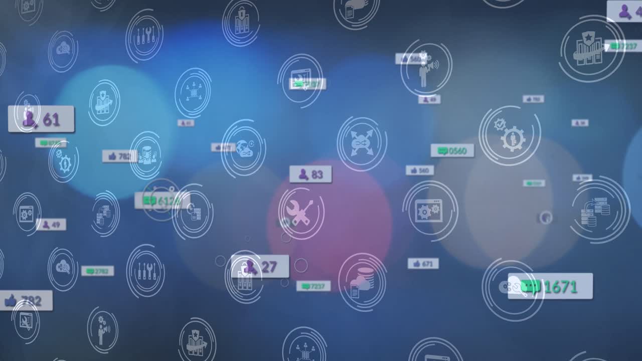 색 풍선과 분홍색 배경의 애니메이션