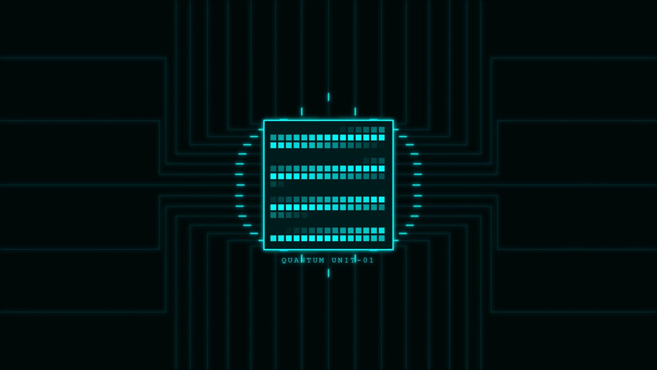 Digital Quantum Unit Processor Animation with Circuit Board Lines