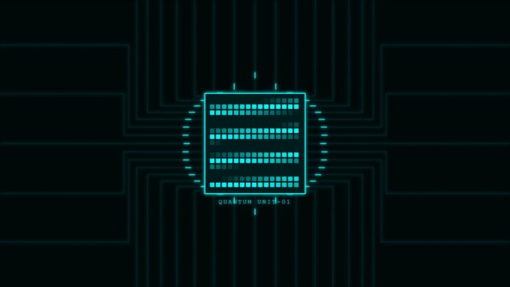 Digital Quantum Unit Processor Animation with Circuit Board Lines