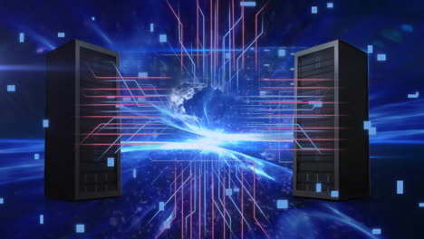 animazione dell'elaborazione dei dati su server informatici