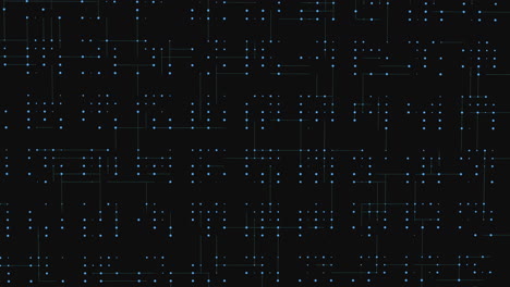 Digital futuristic geometric pattern with neon dots and lines in dark space