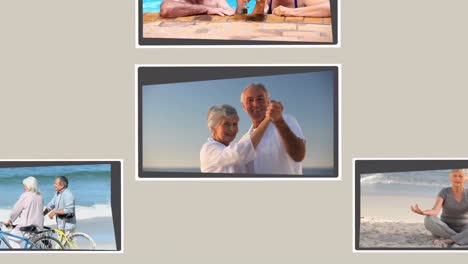 montage of retired couples relaxing