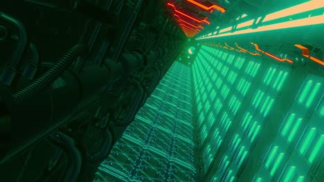 cyberpunk corridor with neon lights