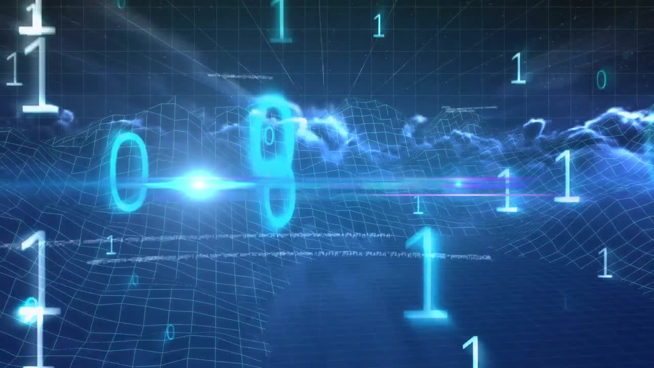 하늘의 애니메이션과 바이너리 코딩의 흐름