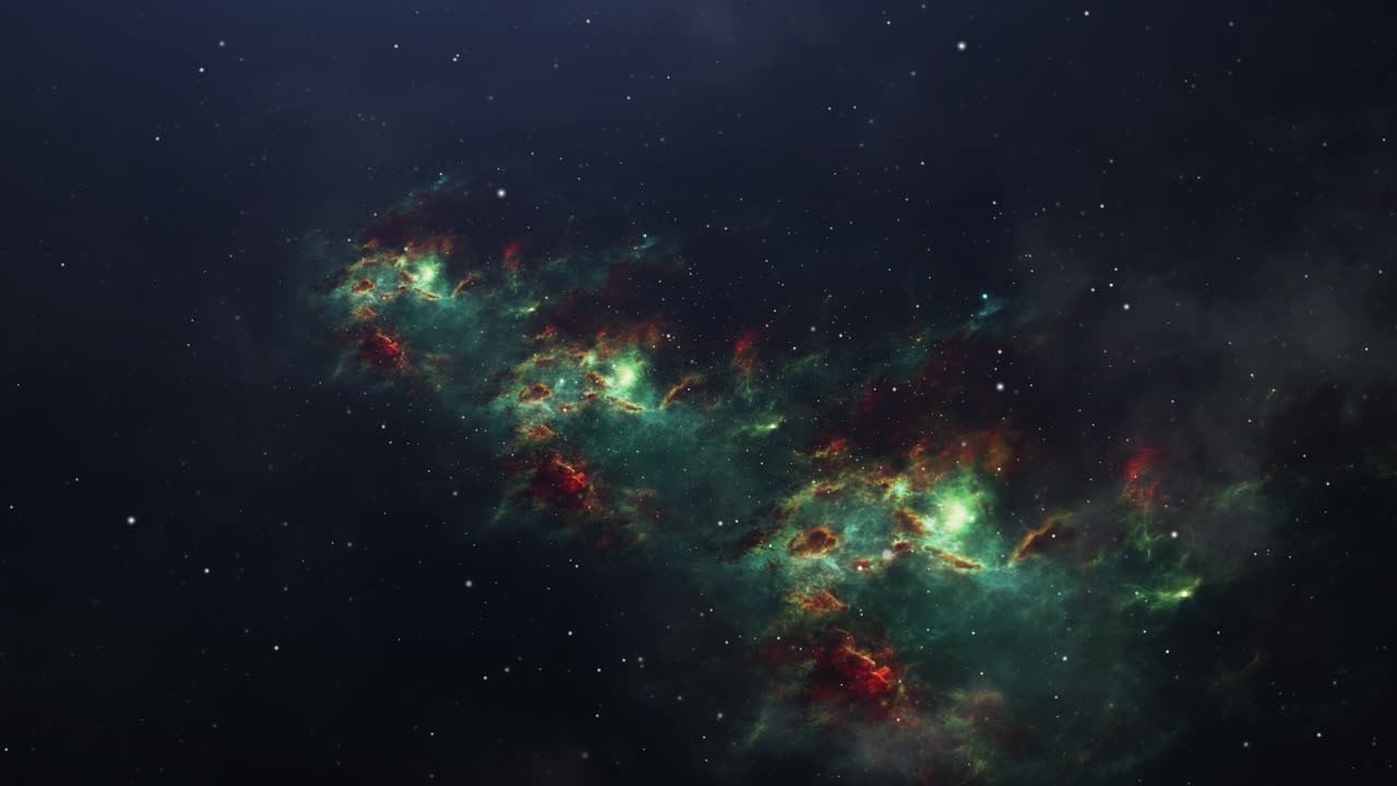 green nebula moving in space 4K
