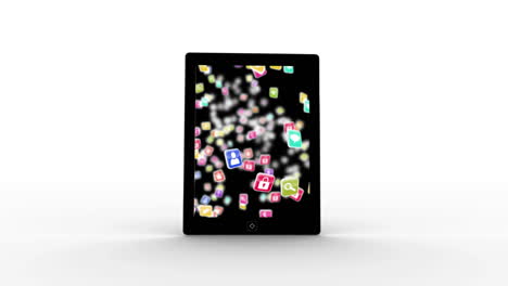 tableta que se aleja con los iconos