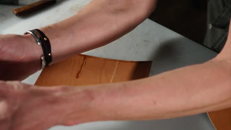 creating a leather wallet - applying glue