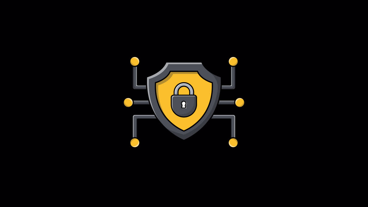 Cybersecurity Shield with Padlock and Network Animation