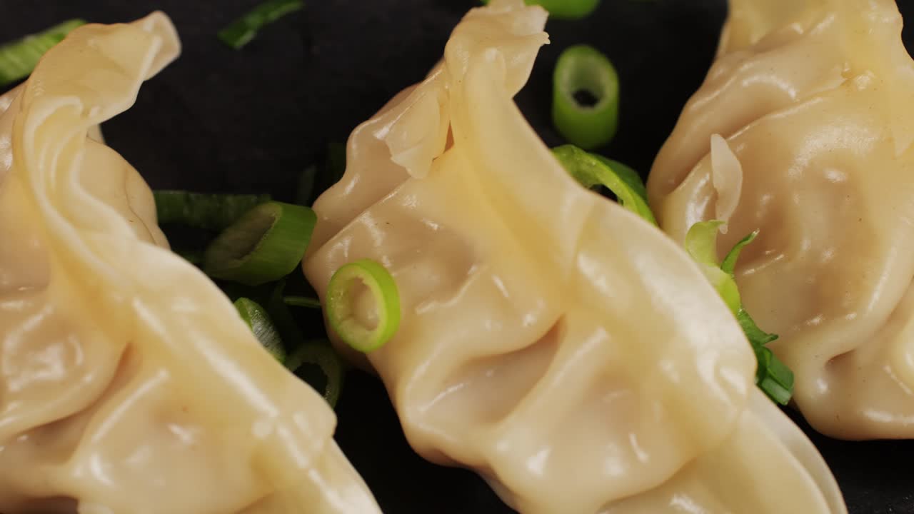 Close-up of Steamed Dumplings