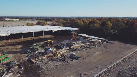 aerial orbit of building deconstruction site