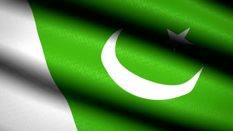 bandera de pakistán agitando fondo textil con textura. animación de bucle sin costuras. pantalla completa. movimiento lento. video en 4k