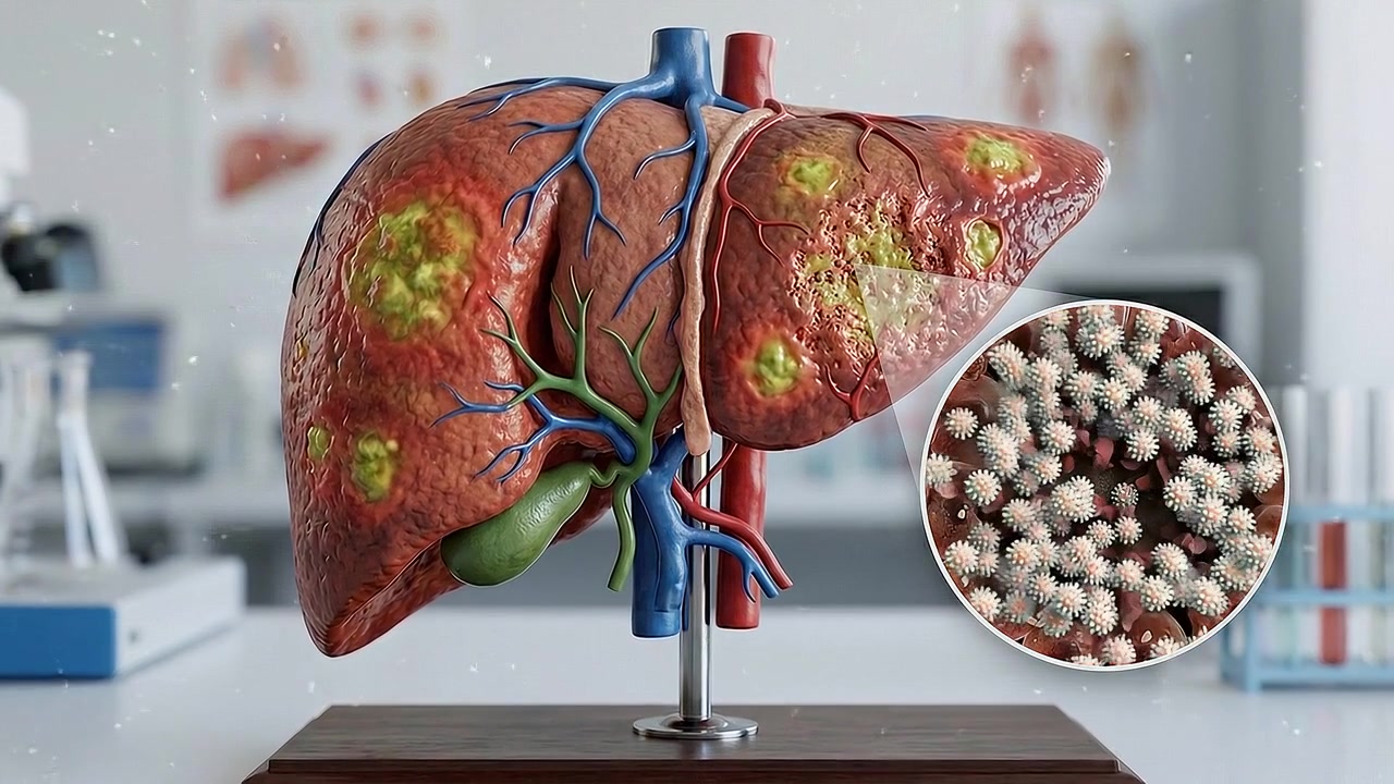 3D Medical Model of Diseased Human Liver with Viral Infection