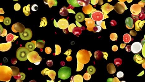 falling fruits background, loop, with alpha channel