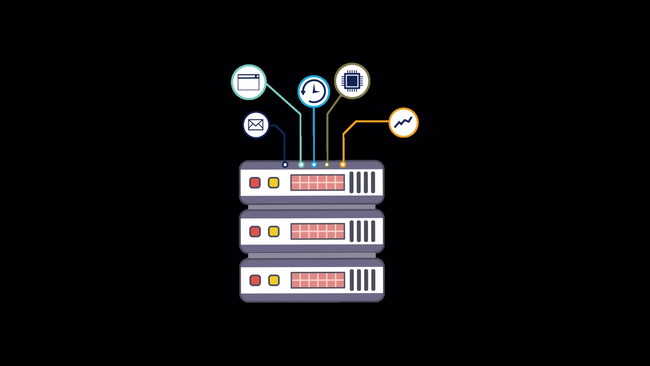 Animated Server Rack with Connected Digital Services