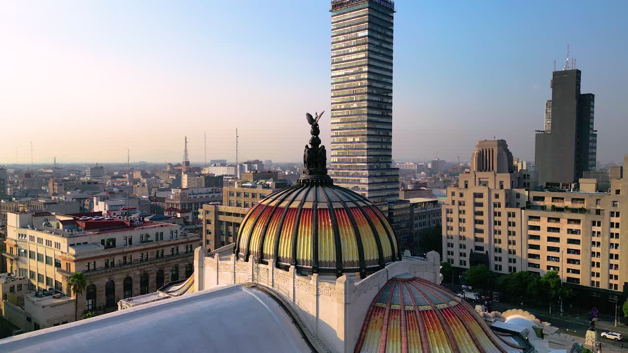 Aerial View of Palacio de Bellas Artes and Torre Latinoamericana in Mexico City