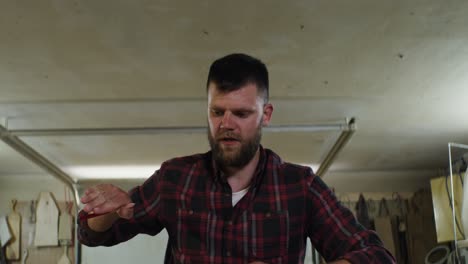 carpenter working in workshop