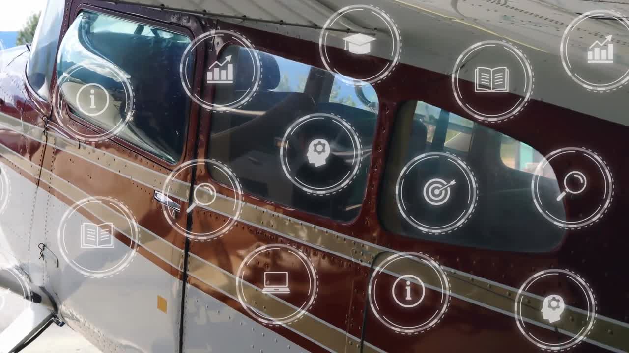 animación de iconos de medios sobre el plano