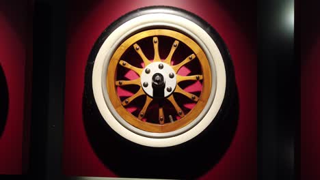 video of an antique car wheel spinning