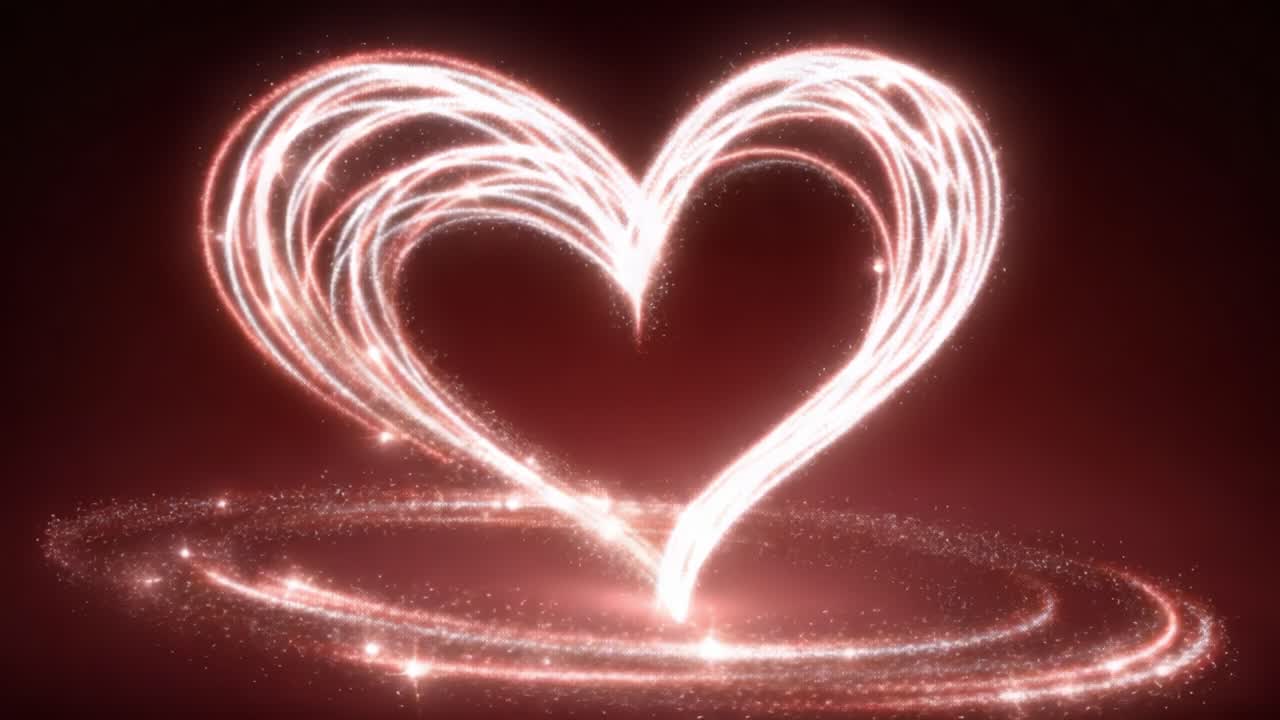 A Captivating Glimpse of a Sparkling Heart, Radiating Love and Joy Through Mesmerizing Glittering Trails Against a Background of Deep Red Hues