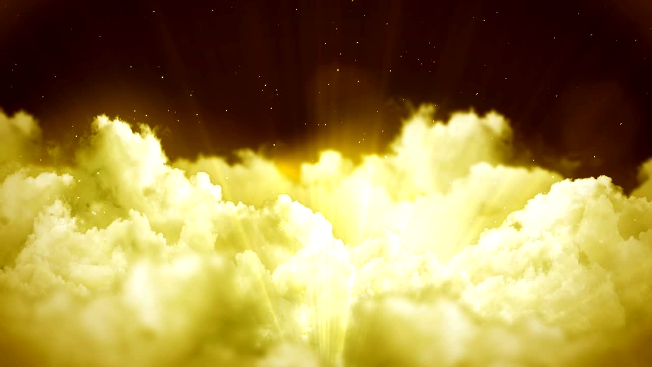 paisaje de fantasía en cielo nublado, animación de humo blanco, fondo en bucle,