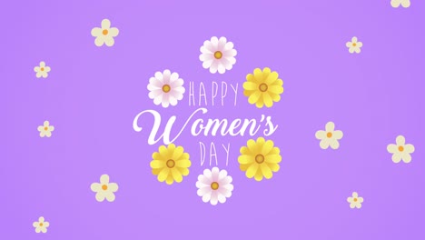 happy womens day lettering card with flowers yellow