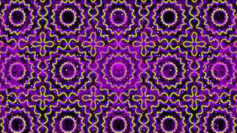 animation of moving purple and white kaleidoscopic pattern with stars and crosses