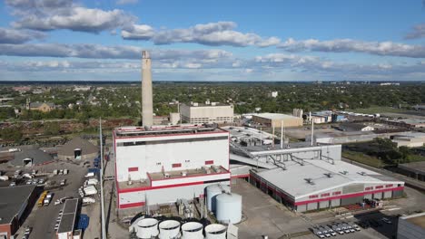 detroit garbage incinerator plant building, aerial drone view
