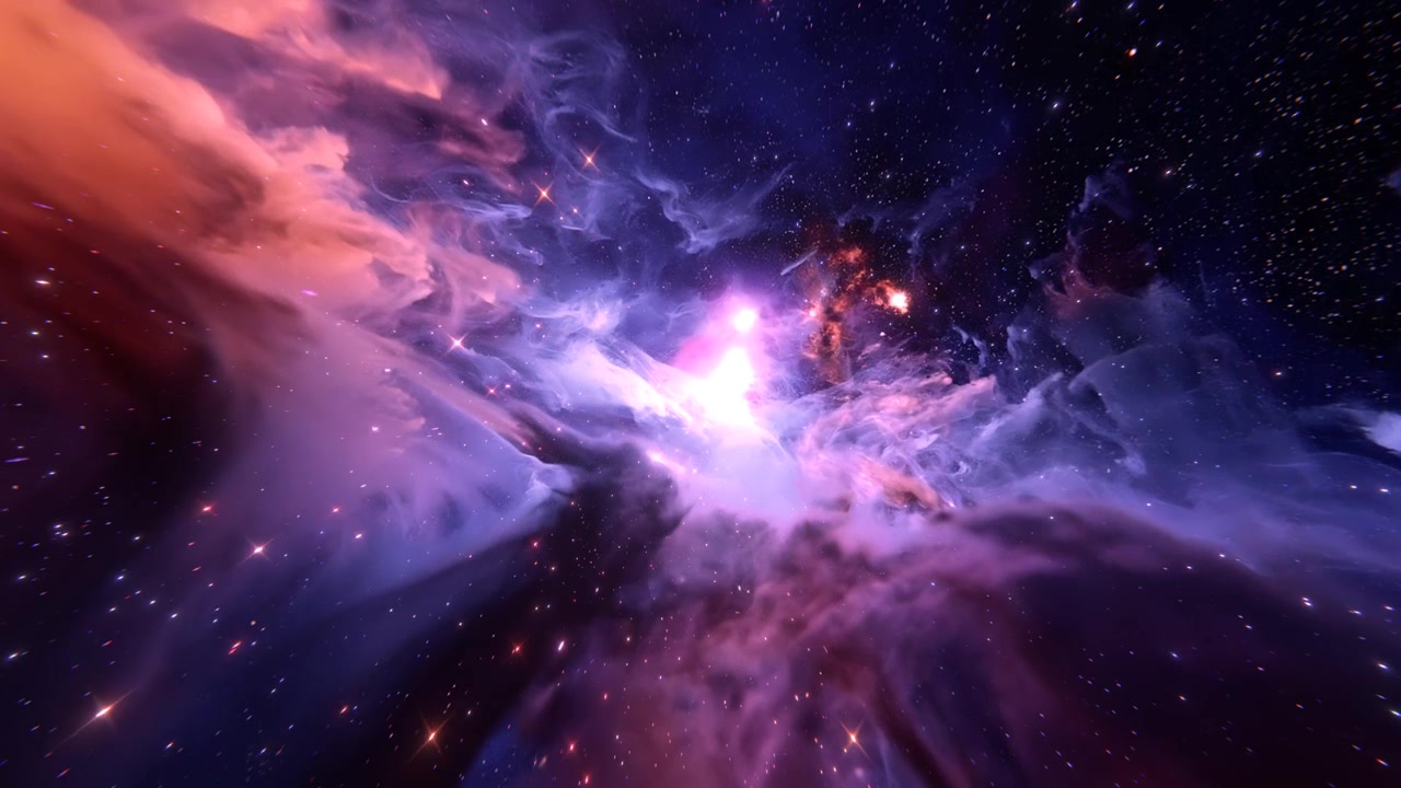 Majestætisk kosmisk nebulosa med levende interstellær gas og lyse stjerner