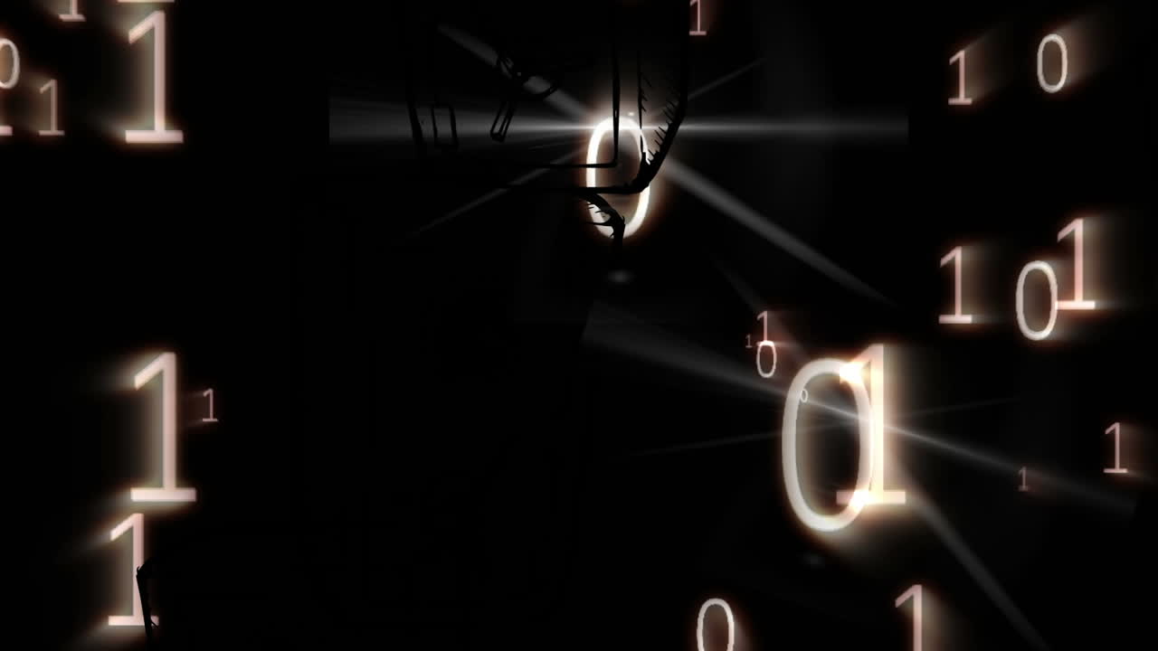 animación de la red de conexiones con iconos de seguridad saveflock a través de codificación binaria