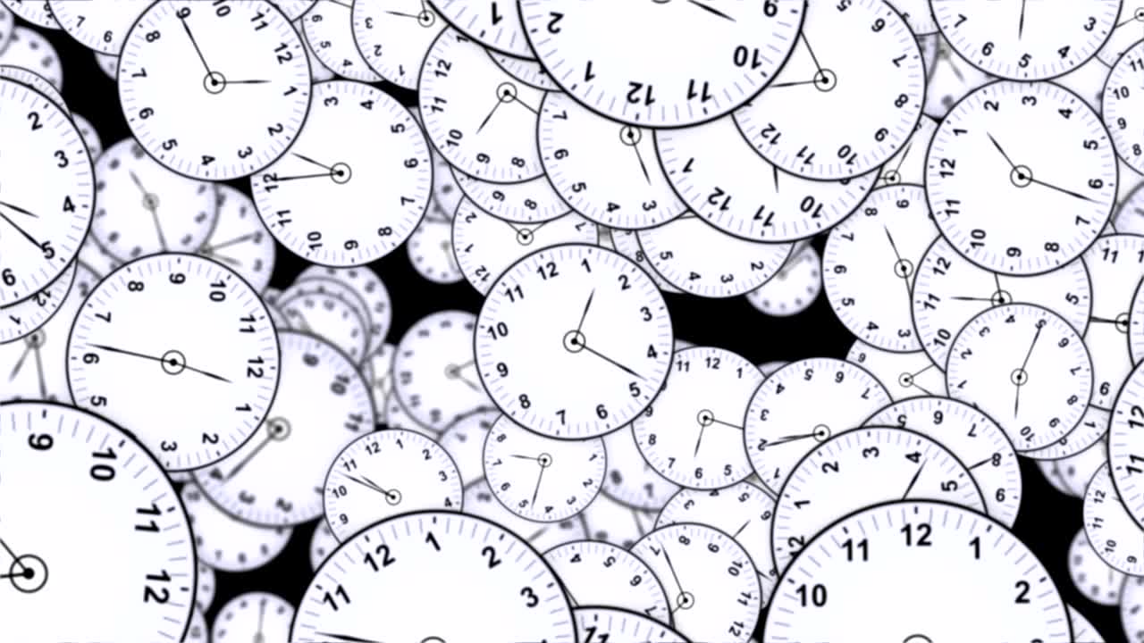 떨어지는 시계 애니메이션, 시간 개념, 렌더링, 배경, 알파 채널, 루프