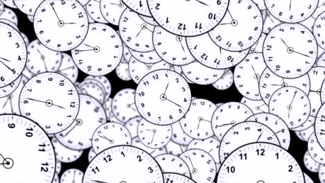 falling clocks animation, time concept, rendering, background, with alpha channel, loop