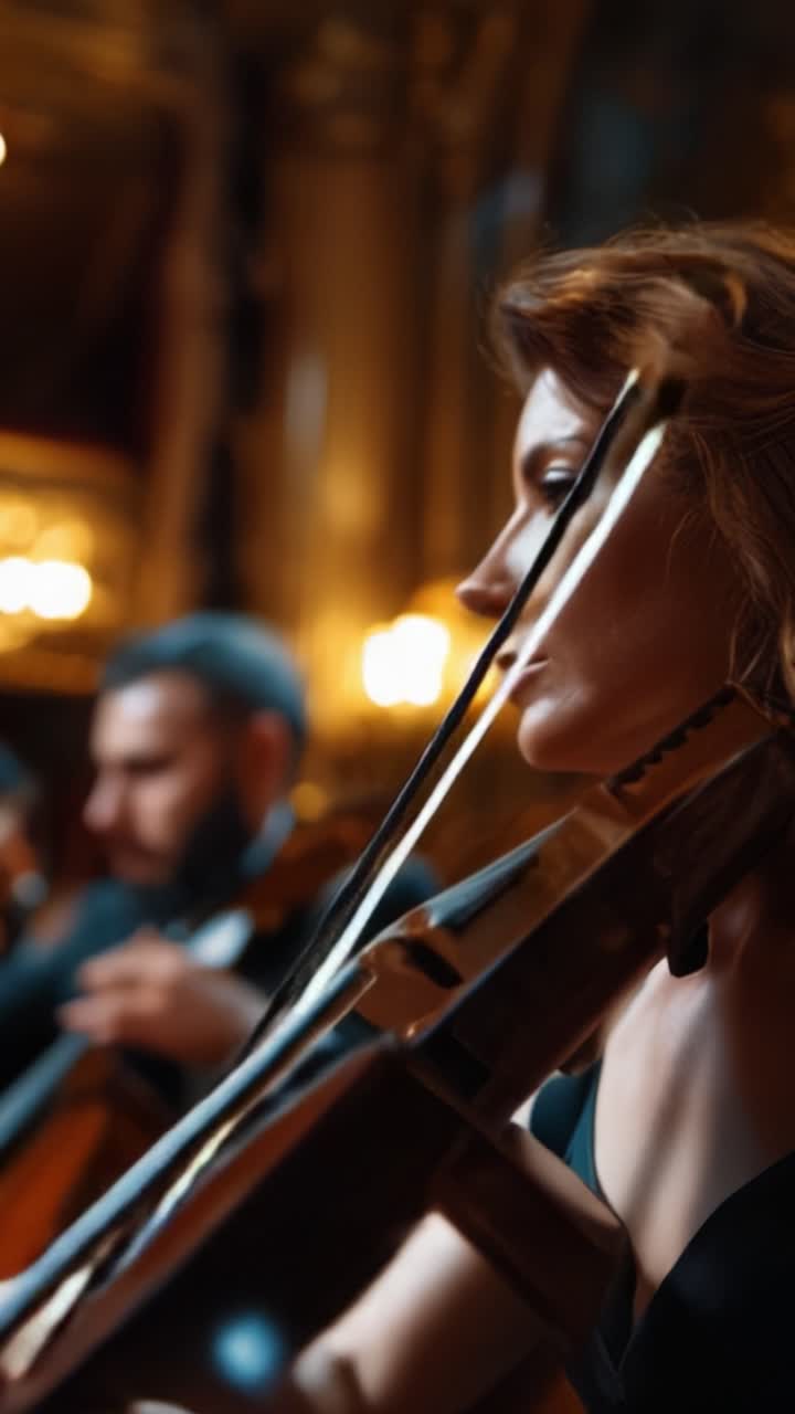 En fengslende forestilling: En dedikert musiker spiller elegant cello i en staselig konsertsal, med fokus på ferdigheter og lidenskap for kunsten
