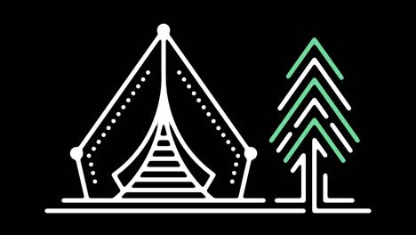 animación del icono de la línea del sitio de acampada con alfa