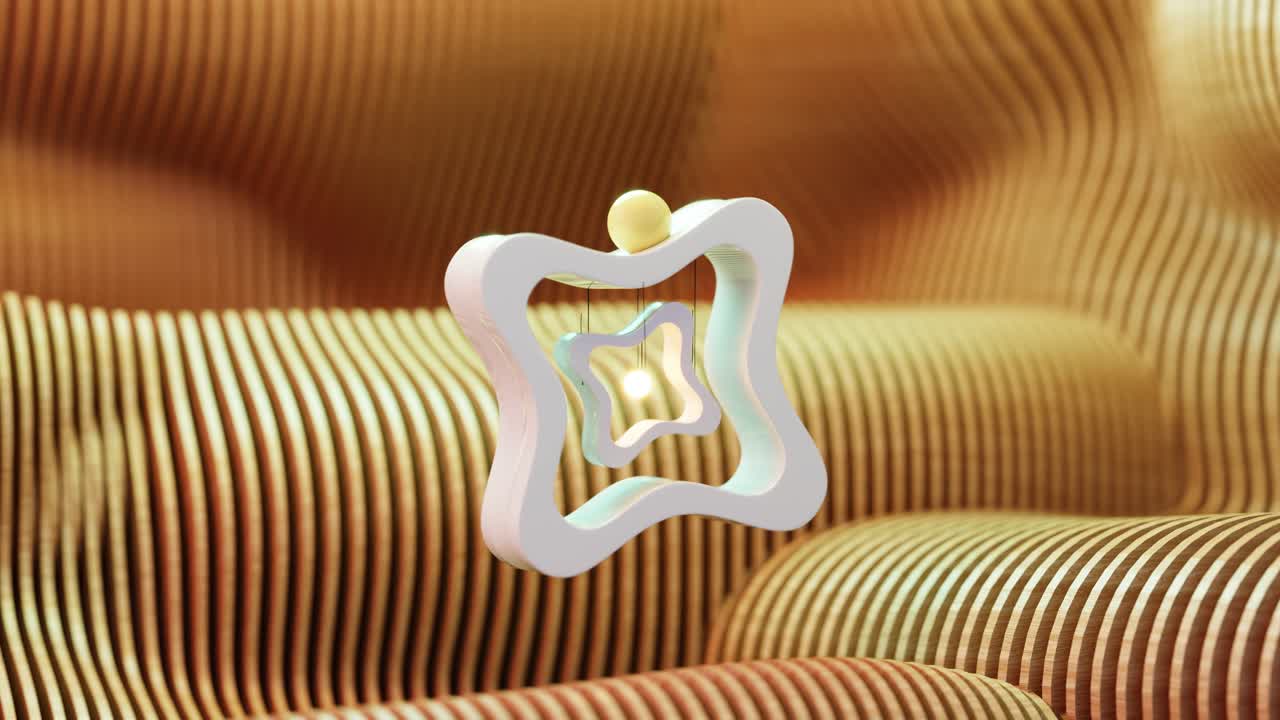 3D rendering of ball rolling in loop on gear near textured pattern