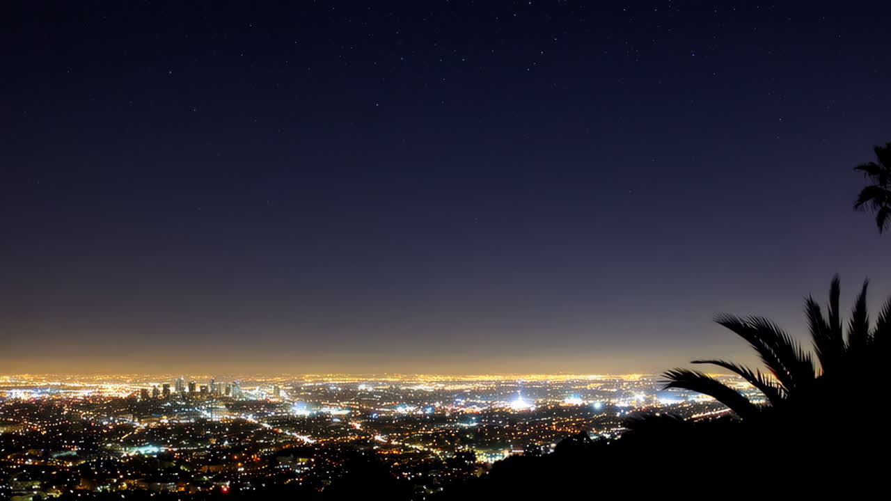 Night View of Los Angeles City Skyline