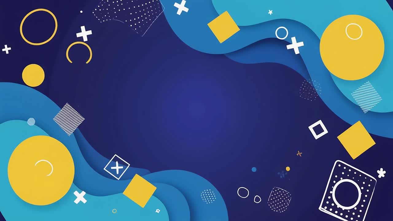 Abstract Animated Background with Dynamic Geometric Shapes and Wavy Lines