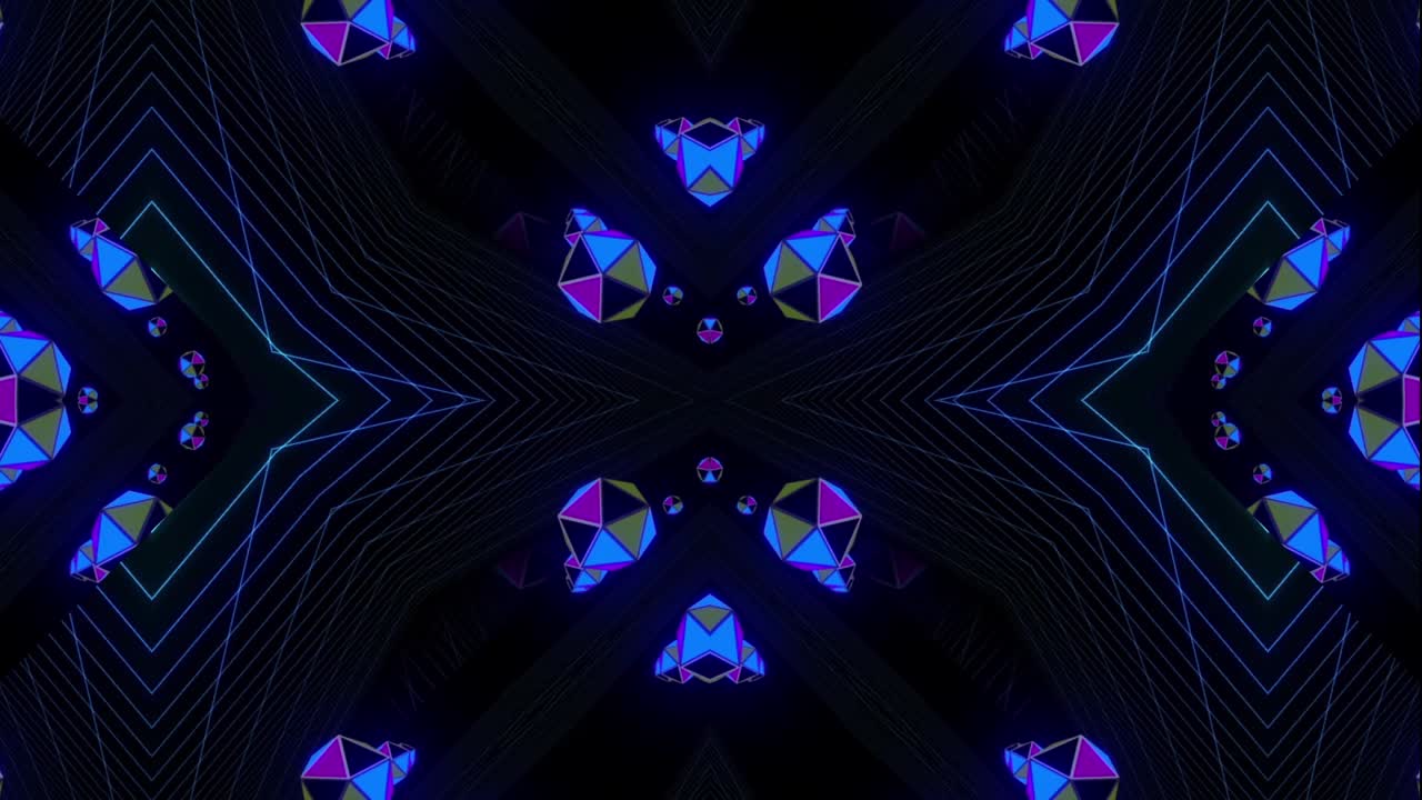 Abstract Neon Geometric Kaleidoscope Visuals