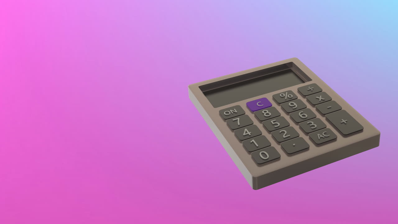 animación de la calculadora moviéndose sobre un fondo rosado