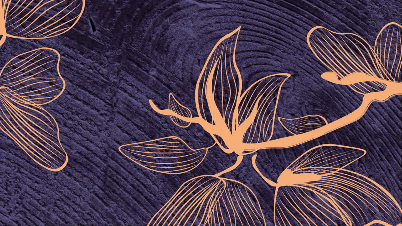 움직이는 선 위에 분홍색 잎의 애니메이션