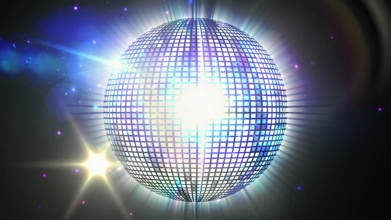 animación de puntos de luz sobre la pelota de discoteca