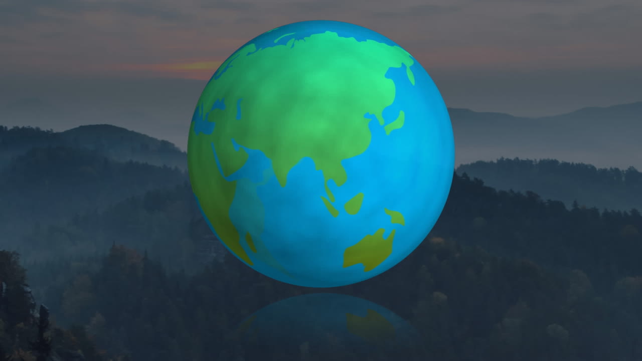 animación del planeta tierra sobre las montañas