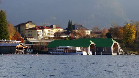 boat houses and pleasure boat dock and mooring in tegernsee