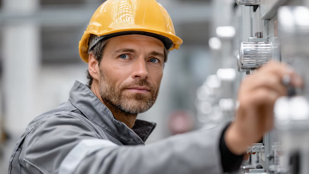 Engineer inspecting industrial equipment