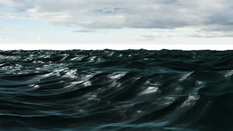 Choppy-blue-ocean-under-cloudy-sky-