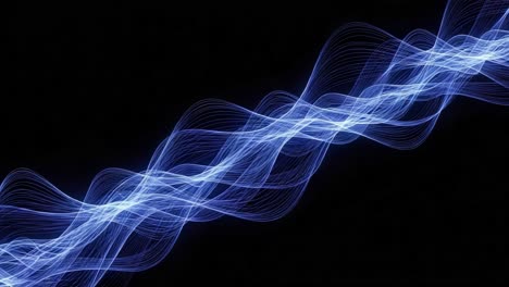 mesmerizing visualization of blue light waves flowing through a dark background, creating a dynamic and ethereal display of wave patterns and movement