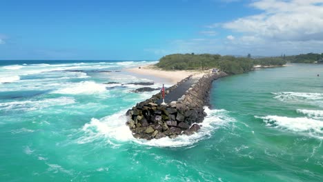 reveal footage of cudgen headland south head adjacent to cudgen creek in kingscliff, new south wales in australia in summer