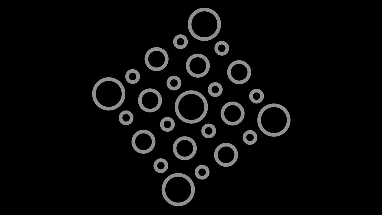 objeto gráfico en blanco y negro con efecto estroboscópico e hipnótico, que gira en el sentido de las agujas del reloj disminuyendo el tamaño de pantalla completa a desaparecer en el centro, en formato de video 16: 9
