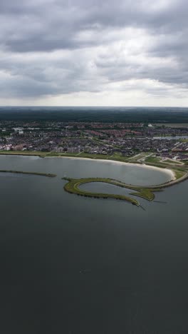 island in the shape of a tulip flower. zeewolde, flevoland, the netherlands. wolderwijd. landscape architecture. aerial view.