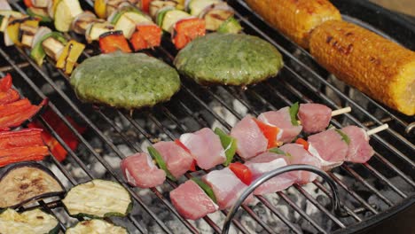 delicious outdoor barbecue with assorted dishes