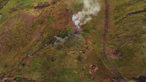Unique landscape with geothermal hot springs and steam in Hverager&eth;i, Iceland